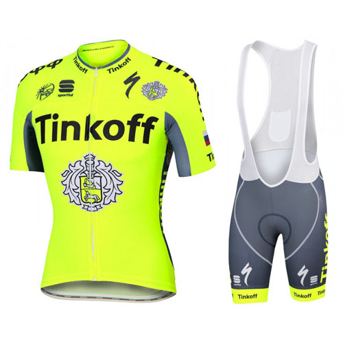 2016 Maillot Saxo Bank Tirantes Mangas Cortas Amarillo